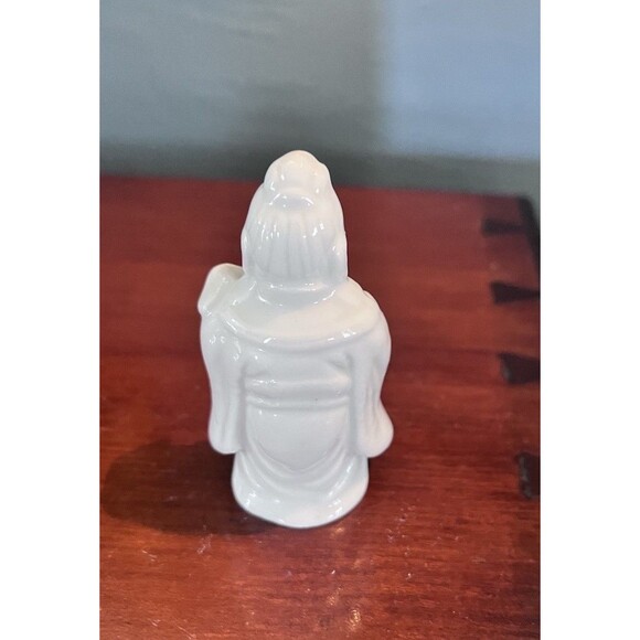 Blanc de Chine White Porcelain Figurine Geisha Instrument Mandolin Small Mini - Picture 4 of 8